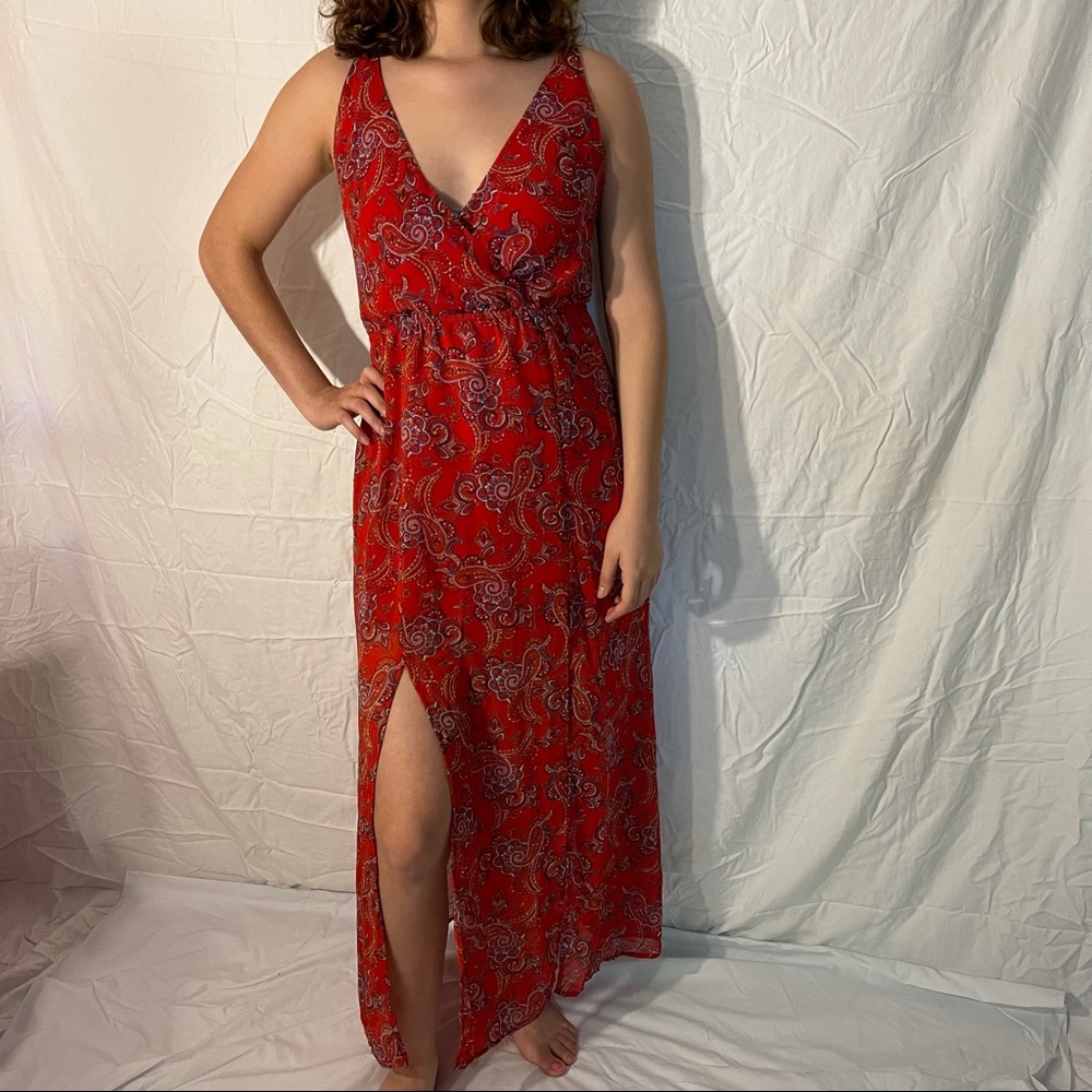 Red Paisley Maxi Dress